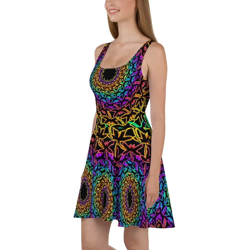 Rainbow Dragonfly by John  A. Conroy Skater Dress