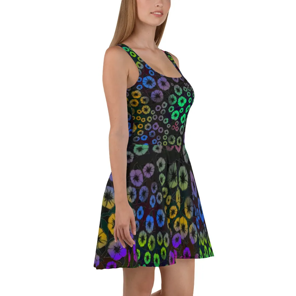 Rainbow Flowers designer Skater Dress by John A. Conroy