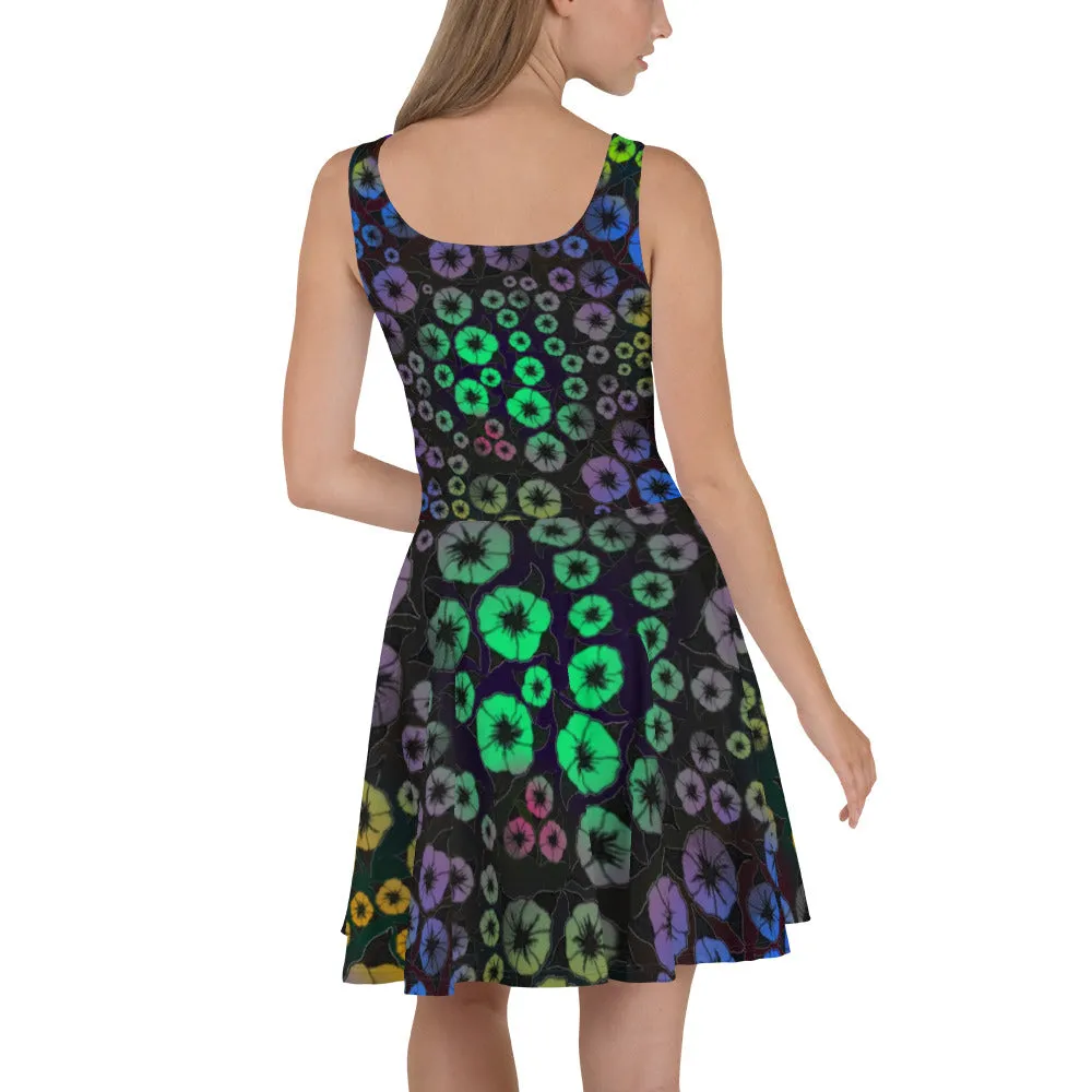 Rainbow Flowers designer Skater Dress by John A. Conroy
