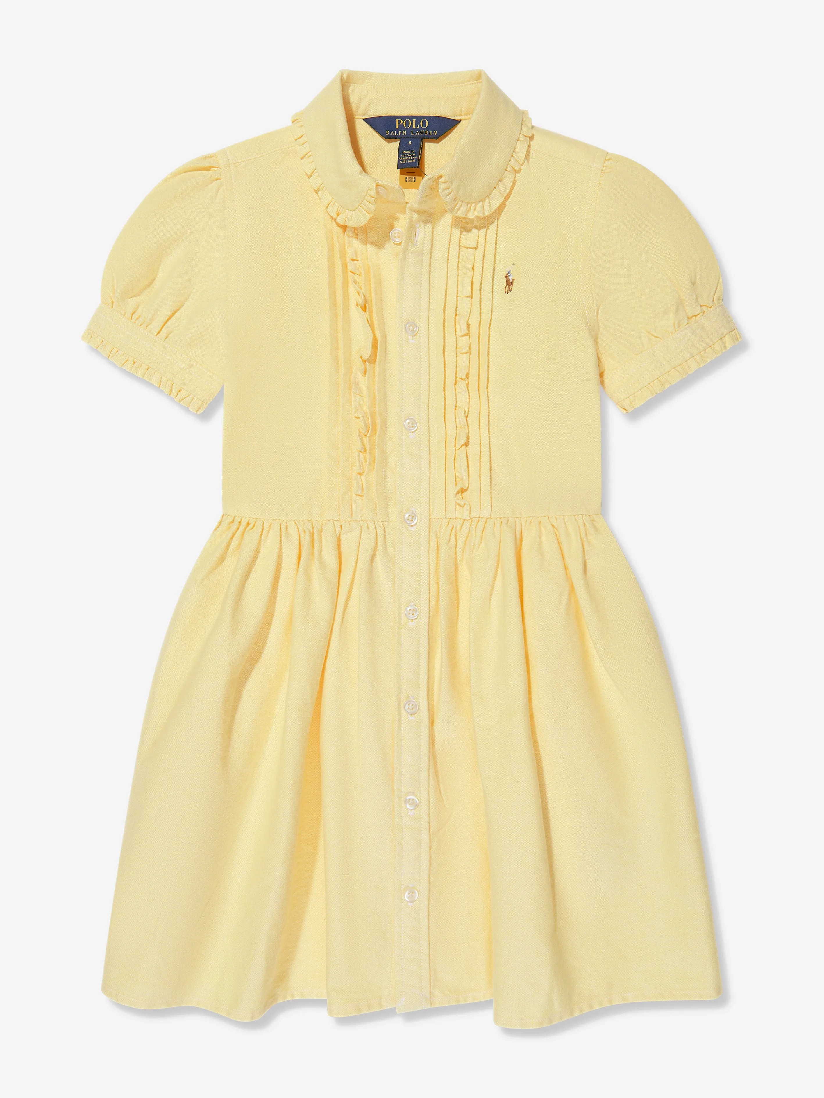 Ralph Lauren Girls Lille Shirt Dress in Yellow