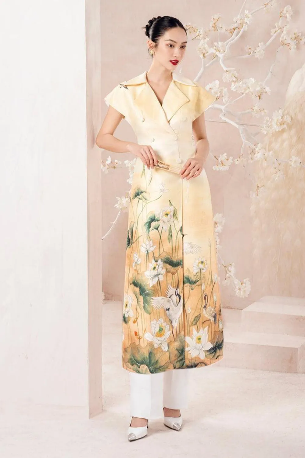 Rine Notch Collar Ao Dai Set