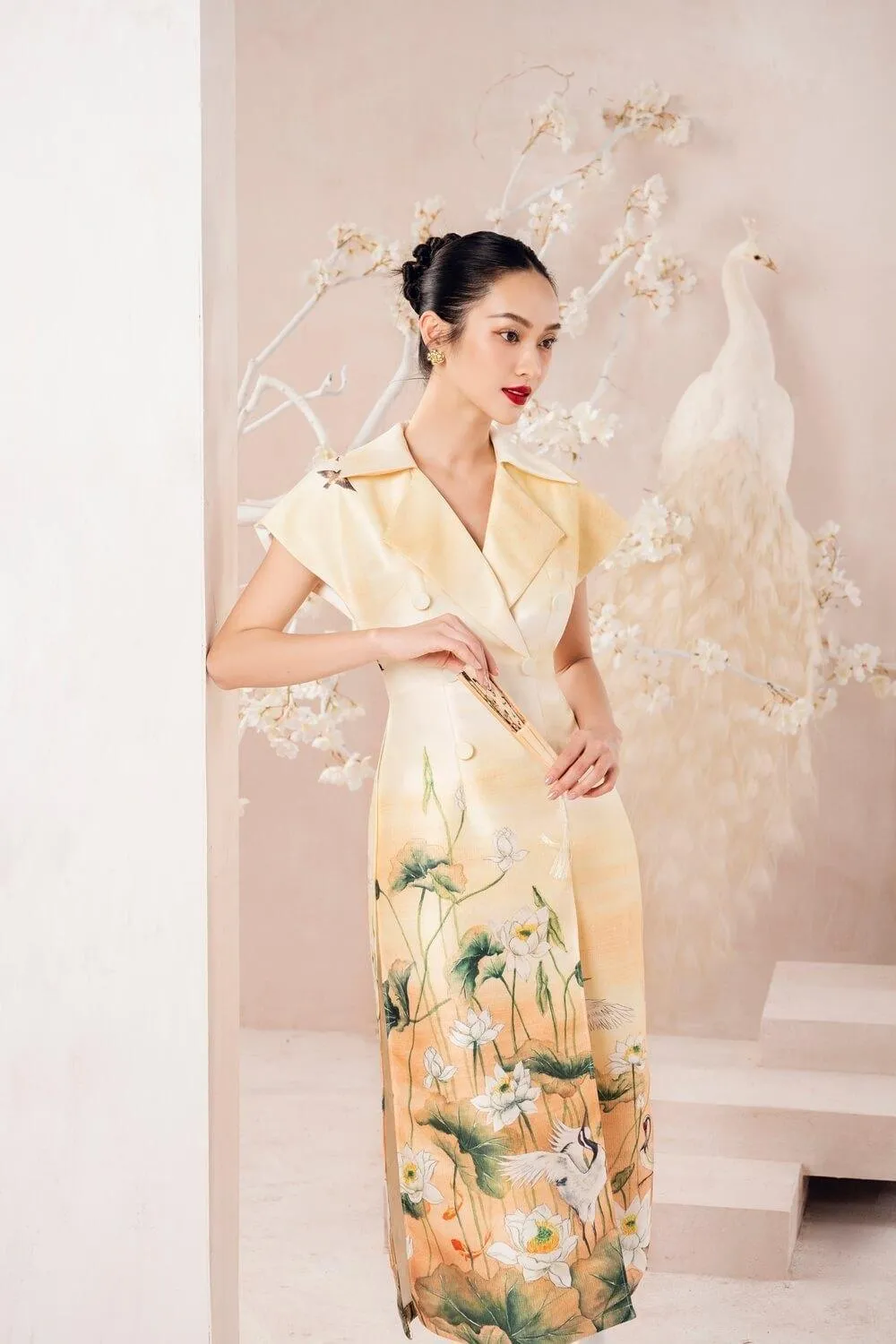Rine Notch Collar Ao Dai Set