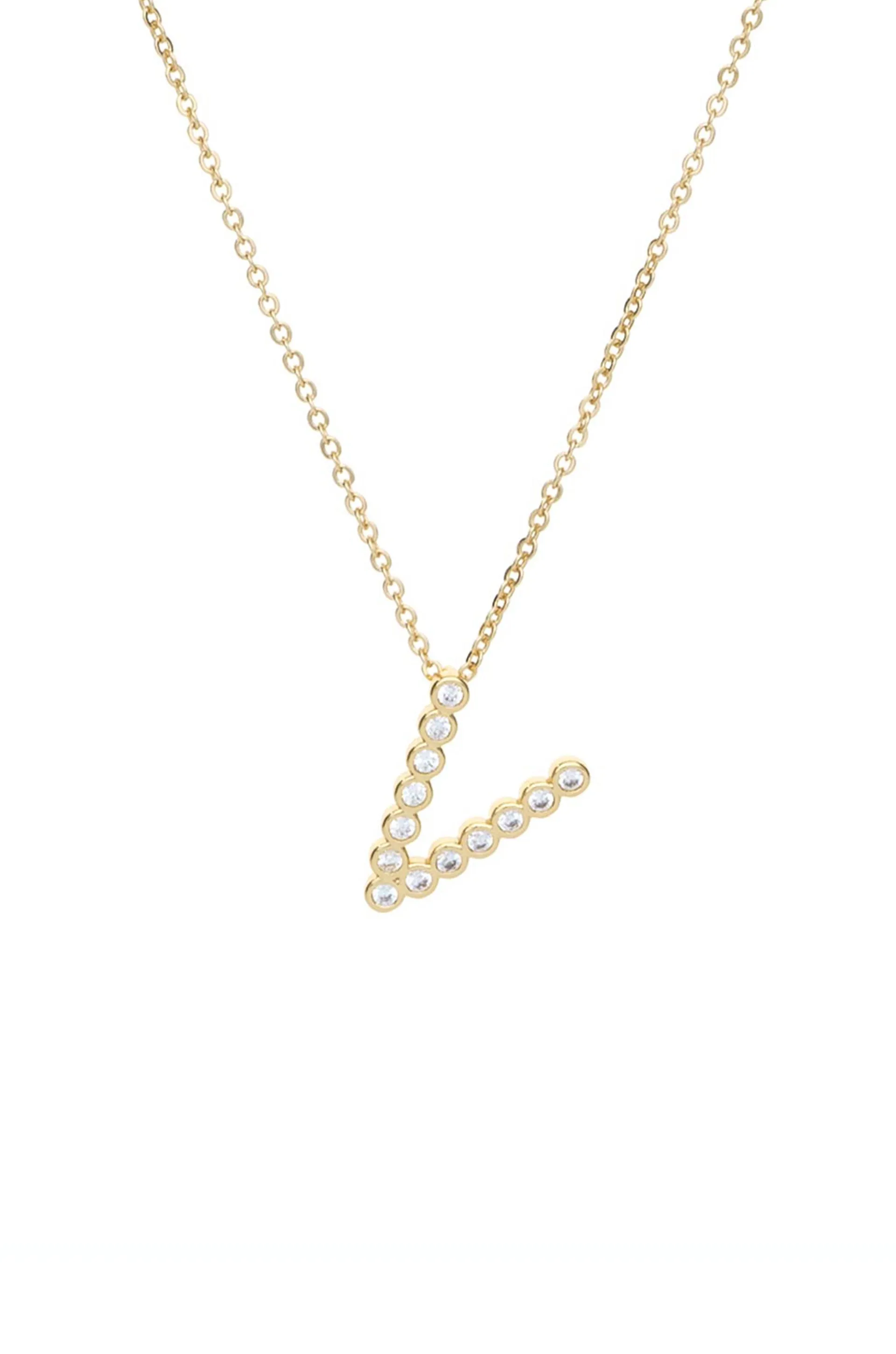 Simple Crystal Initial 18k Gold Plated Necklace