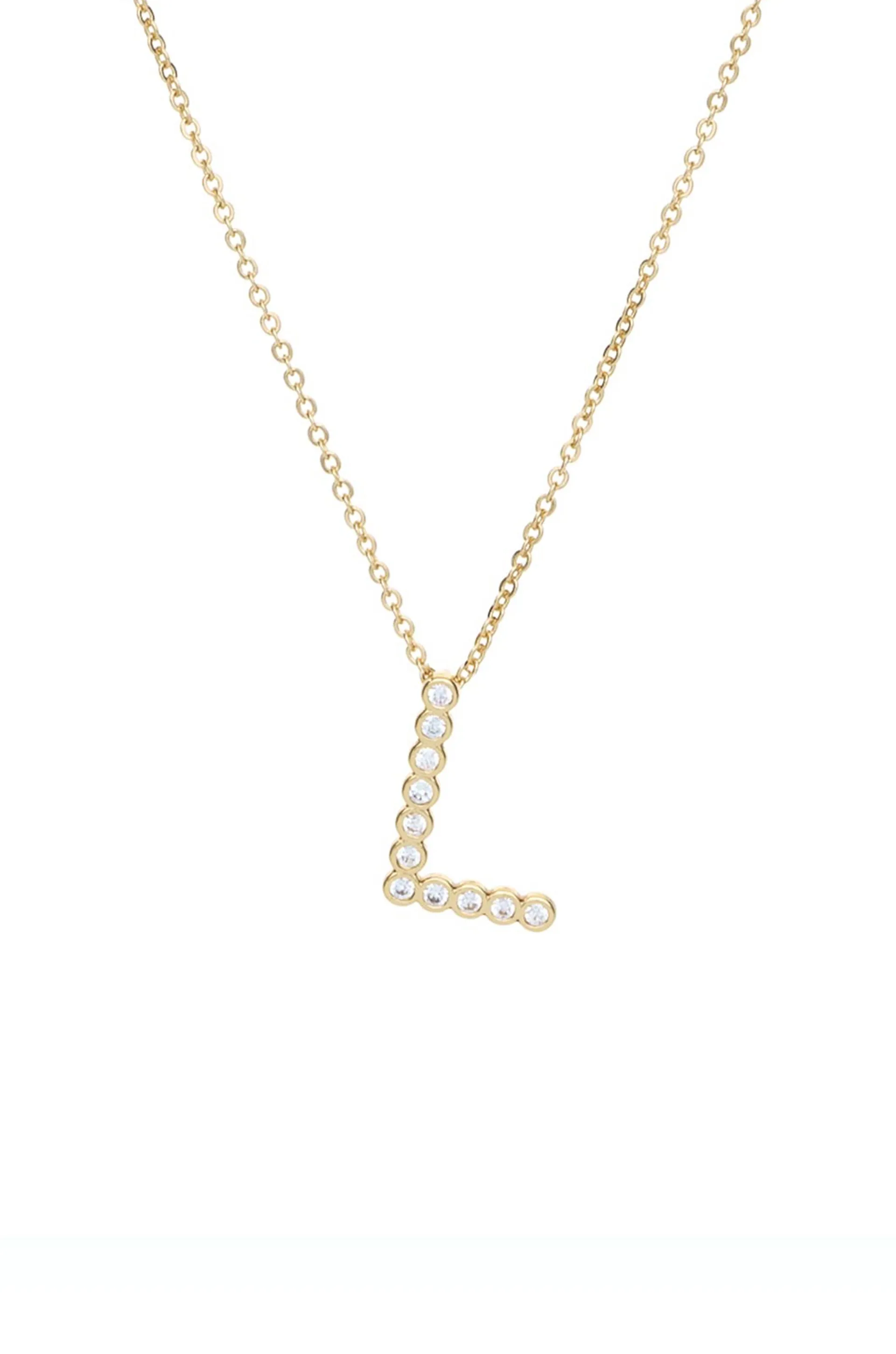 Simple Crystal Initial 18k Gold Plated Necklace