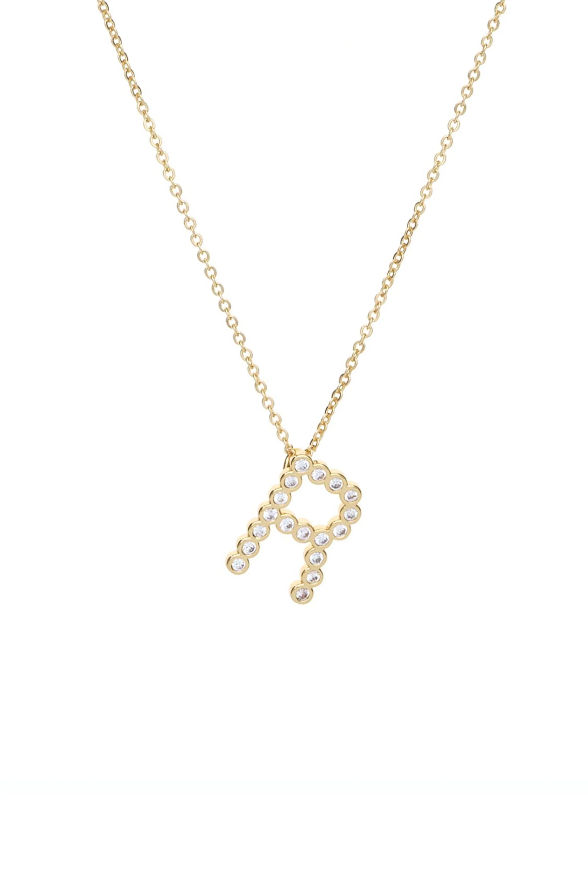 Simple Crystal Initial 18k Gold Plated Necklace
