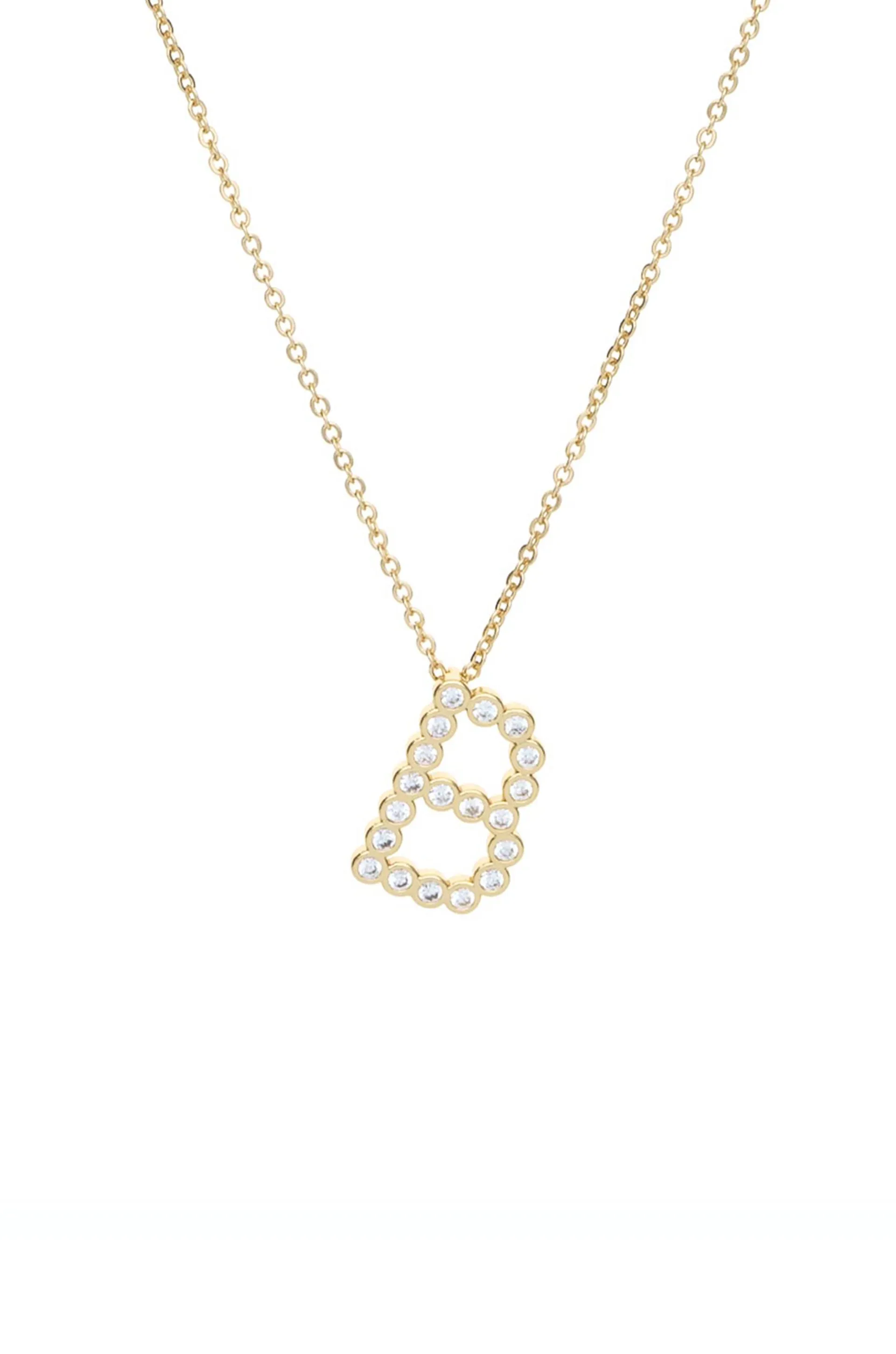 Simple Crystal Initial 18k Gold Plated Necklace