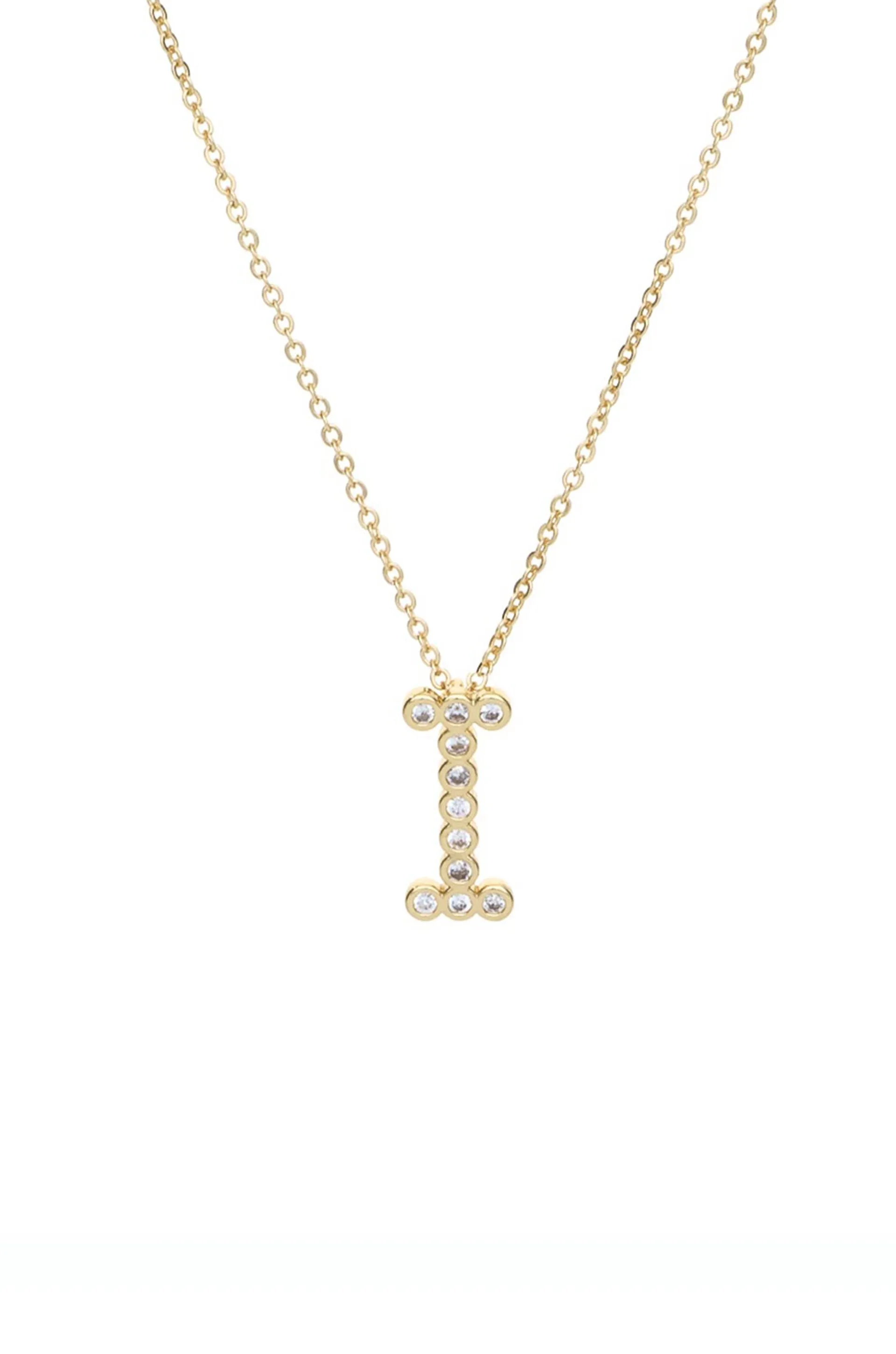 Simple Crystal Initial 18k Gold Plated Necklace