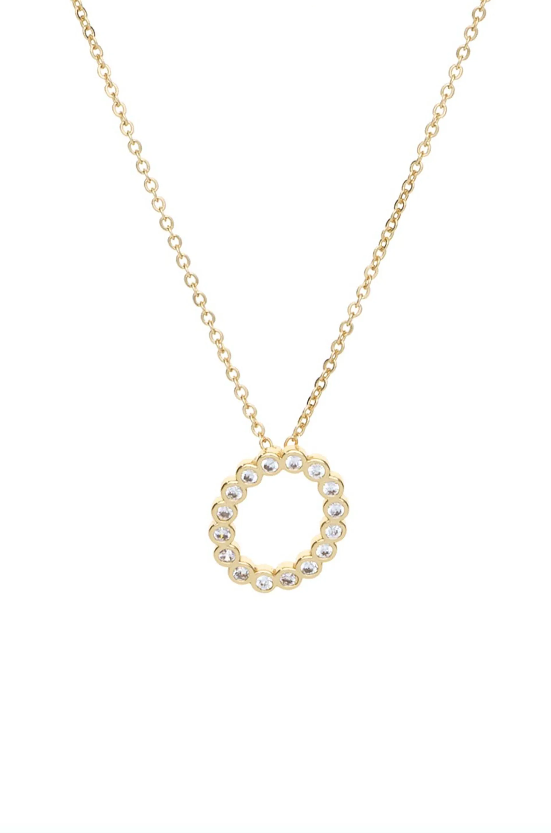 Simple Crystal Initial 18k Gold Plated Necklace