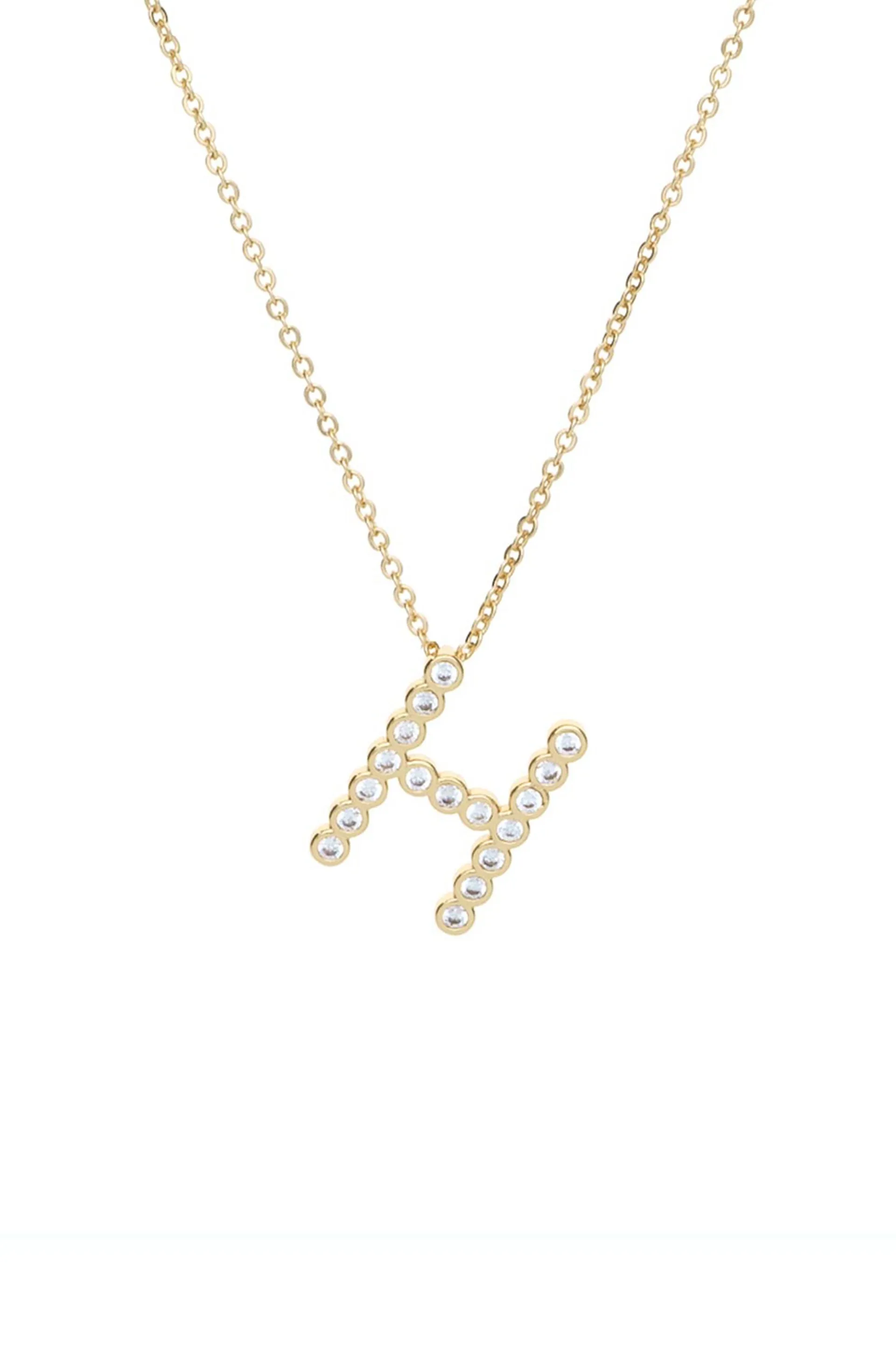 Simple Crystal Initial 18k Gold Plated Necklace