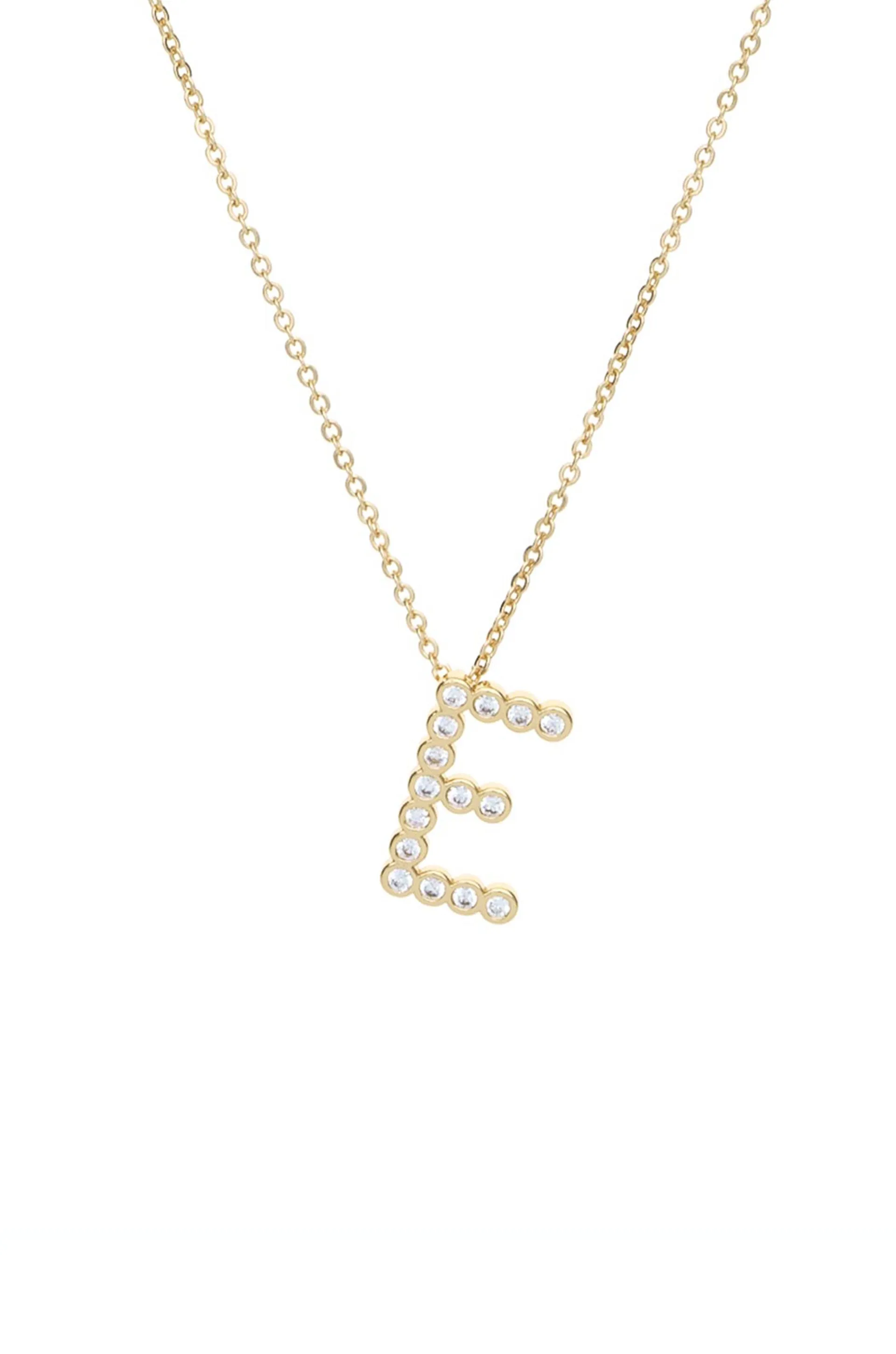 Simple Crystal Initial 18k Gold Plated Necklace