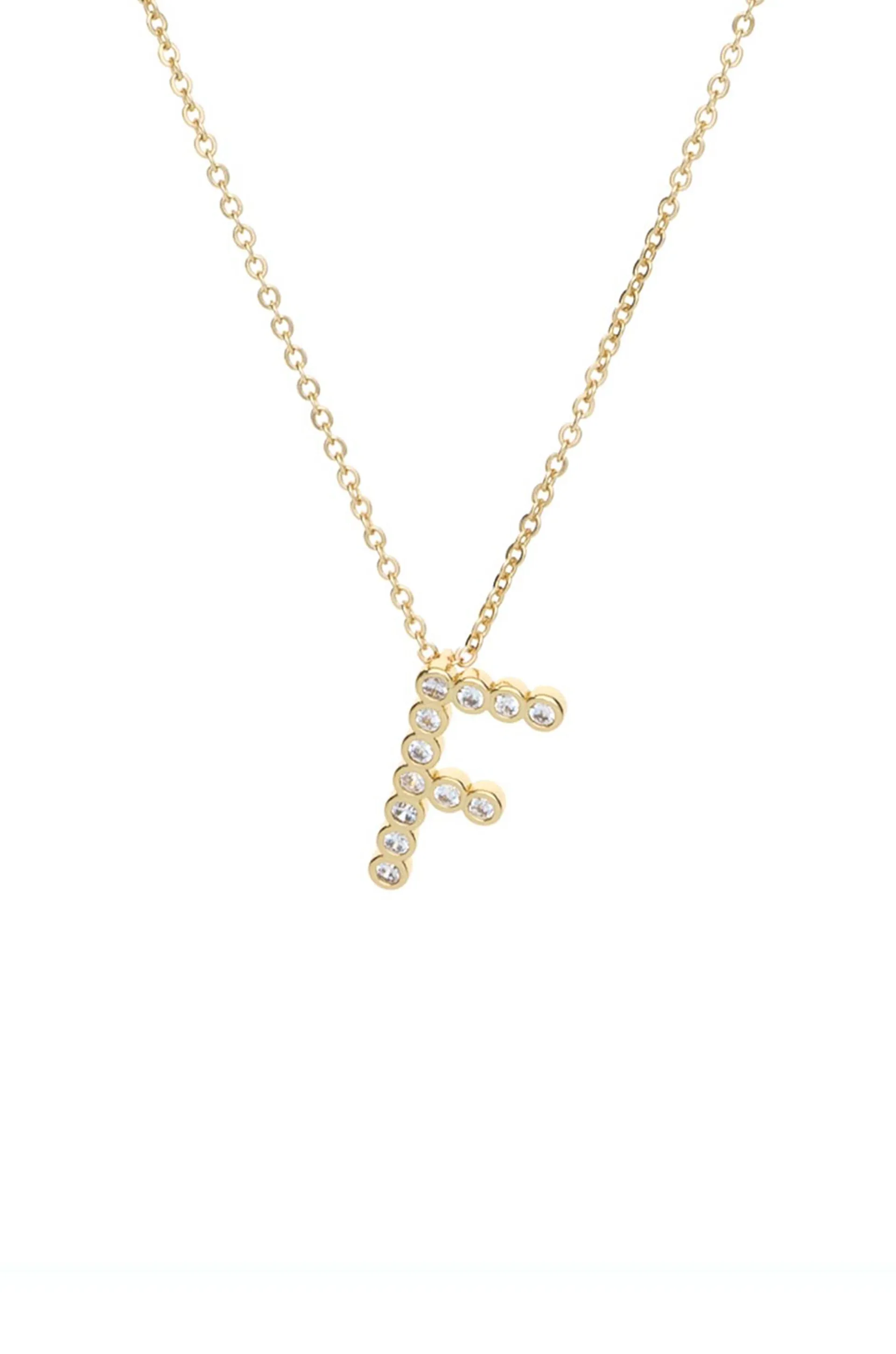 Simple Crystal Initial 18k Gold Plated Necklace