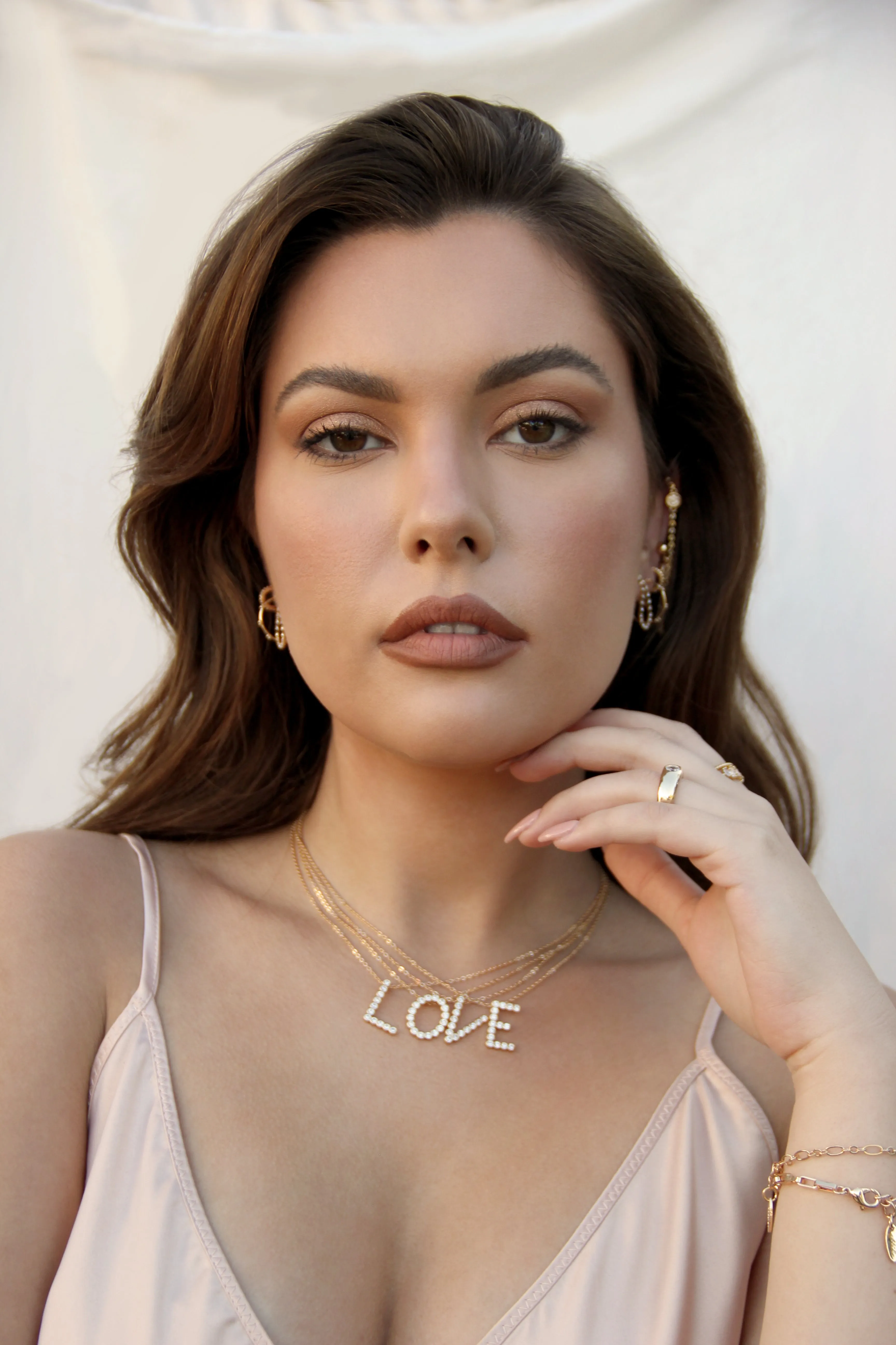 Simple Crystal Initial 18k Gold Plated Necklace