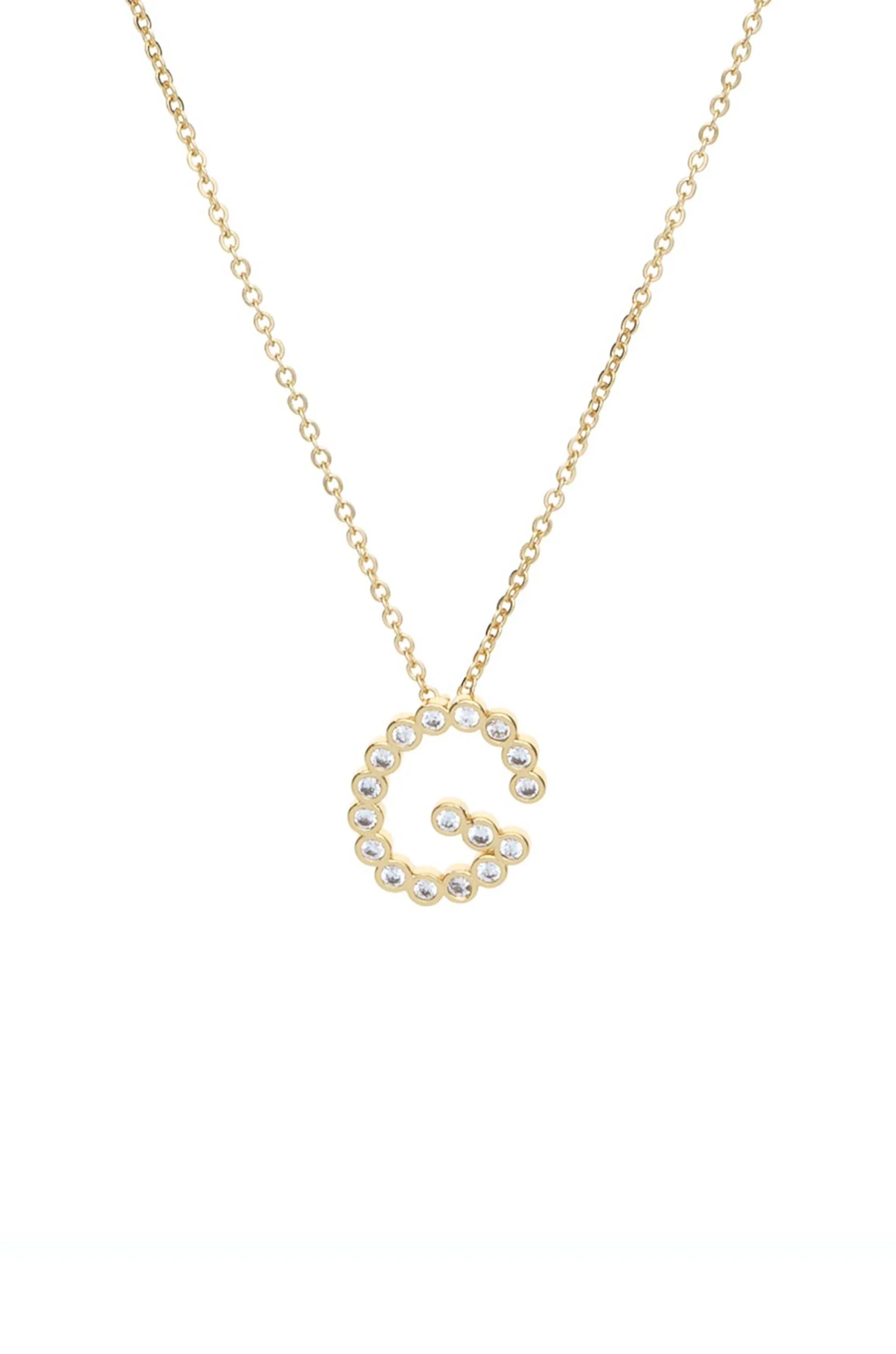 Simple Crystal Initial 18k Gold Plated Necklace