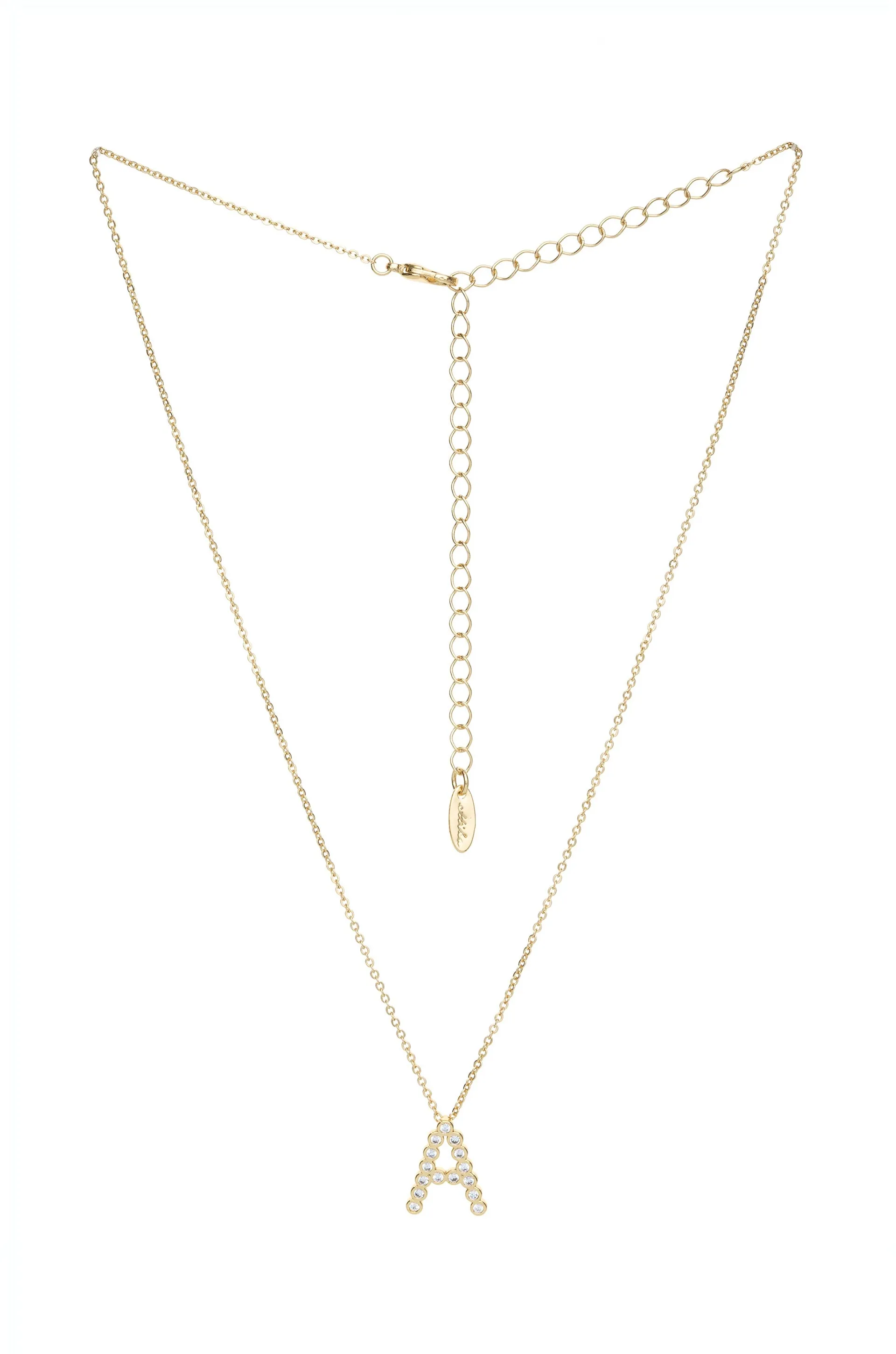 Simple Crystal Initial 18k Gold Plated Necklace