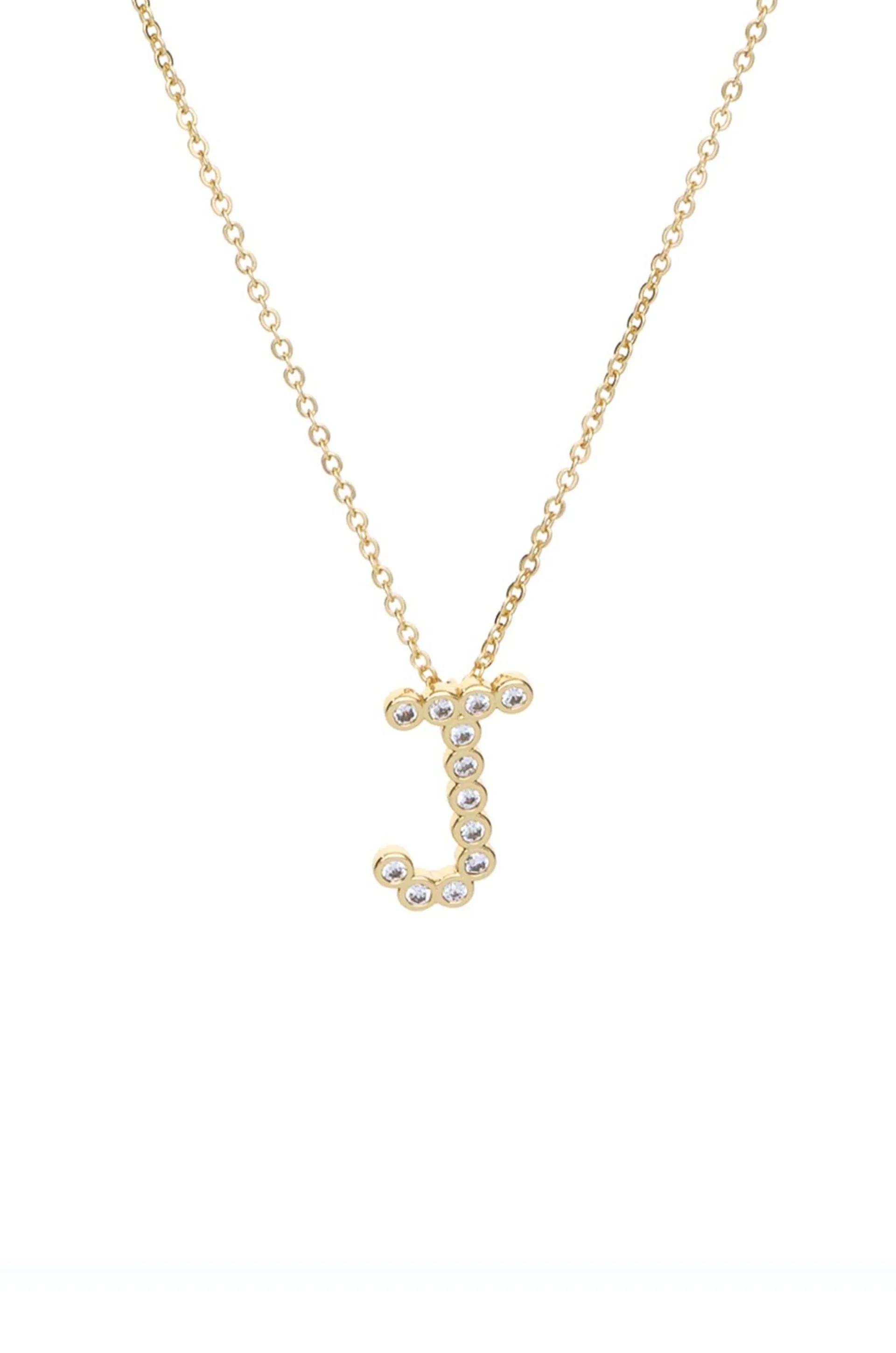 Simple Crystal Initial 18k Gold Plated Necklace