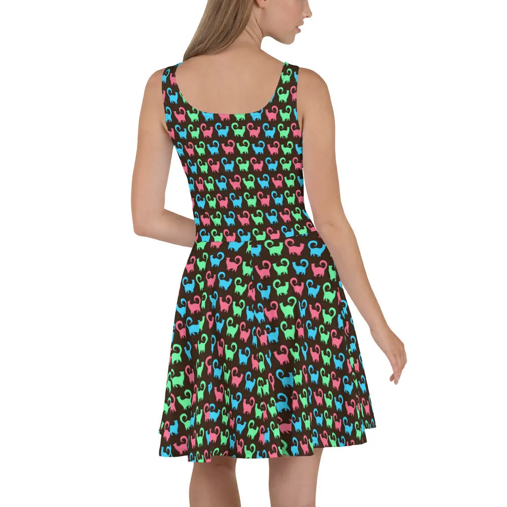 Snobby Cats Scatter designer Skater Dress by John A. Conroy