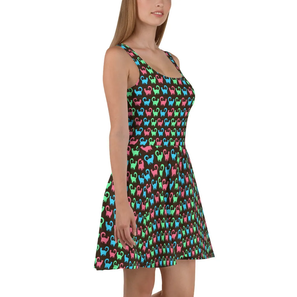 Snobby Cats Scatter designer Skater Dress by John A. Conroy