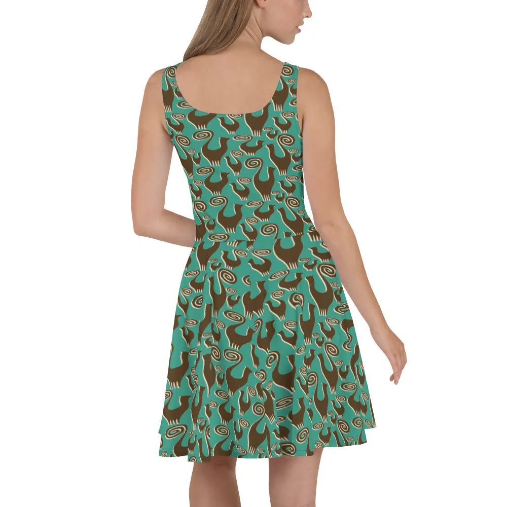Snooty Cats Scatter 2 designer Skater Dress by John A. Conroy