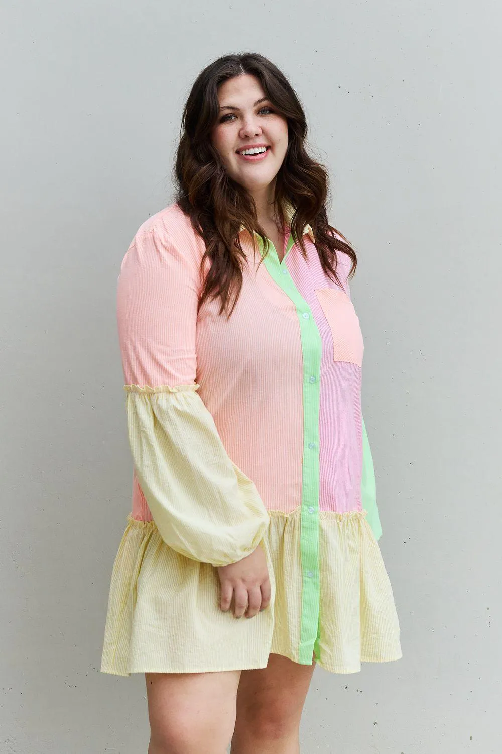 Strawberry Swirl Long Sleeve Shirt Dress