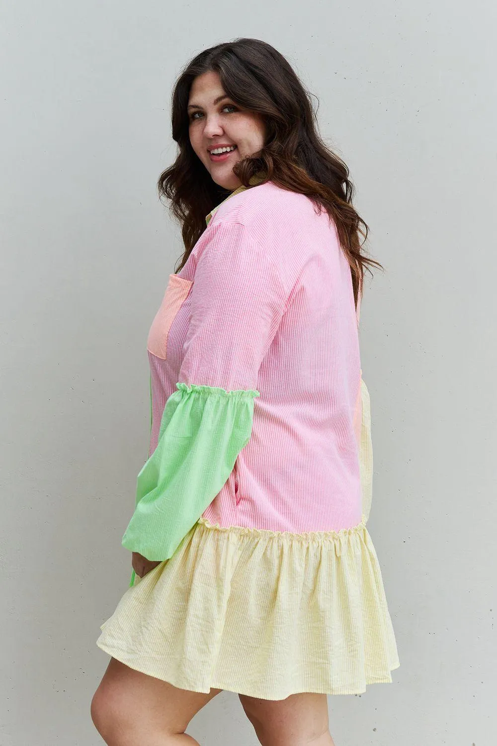 Strawberry Swirl Long Sleeve Shirt Dress