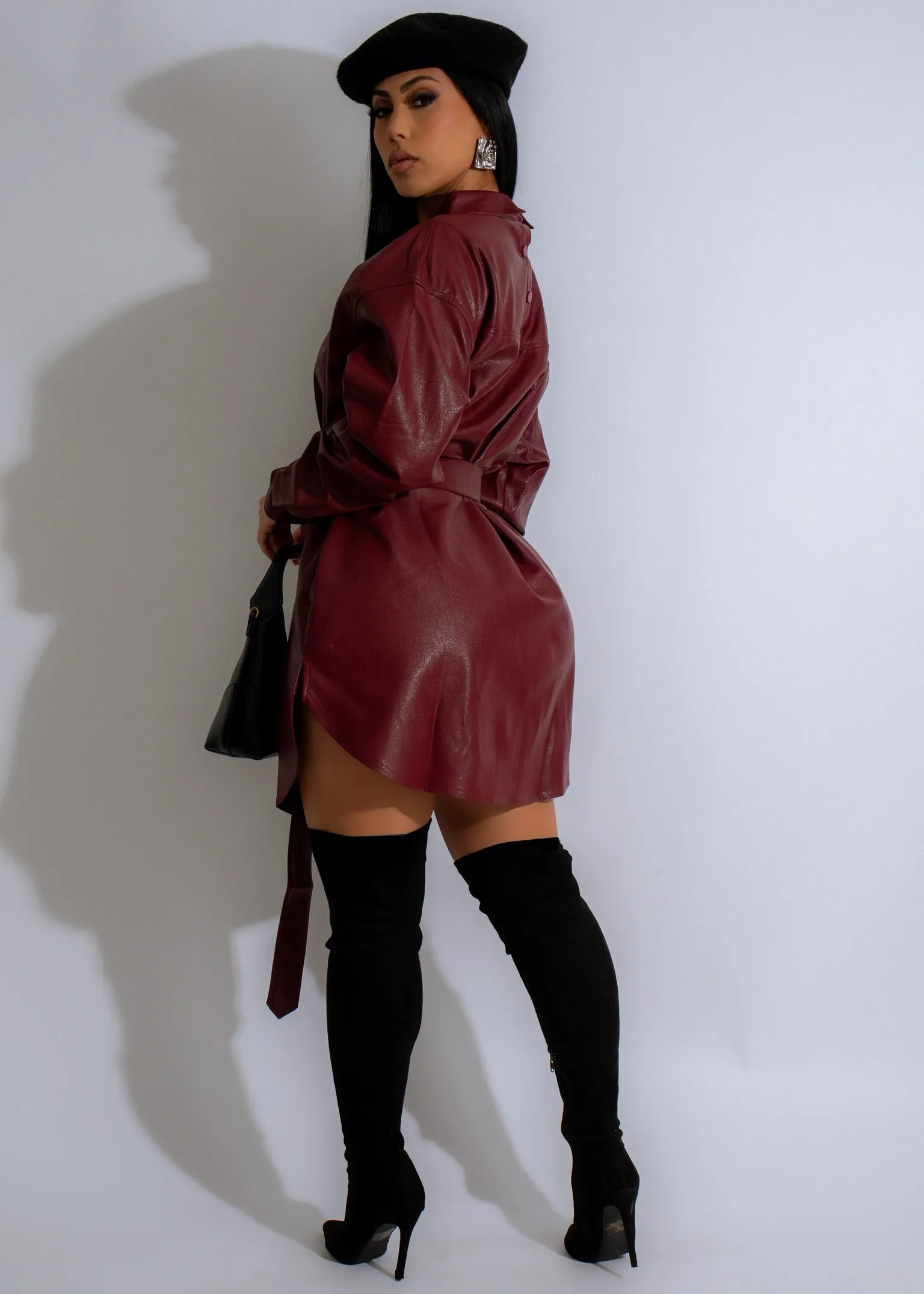 Urban Luxe Faux Leather Mini Dress Red