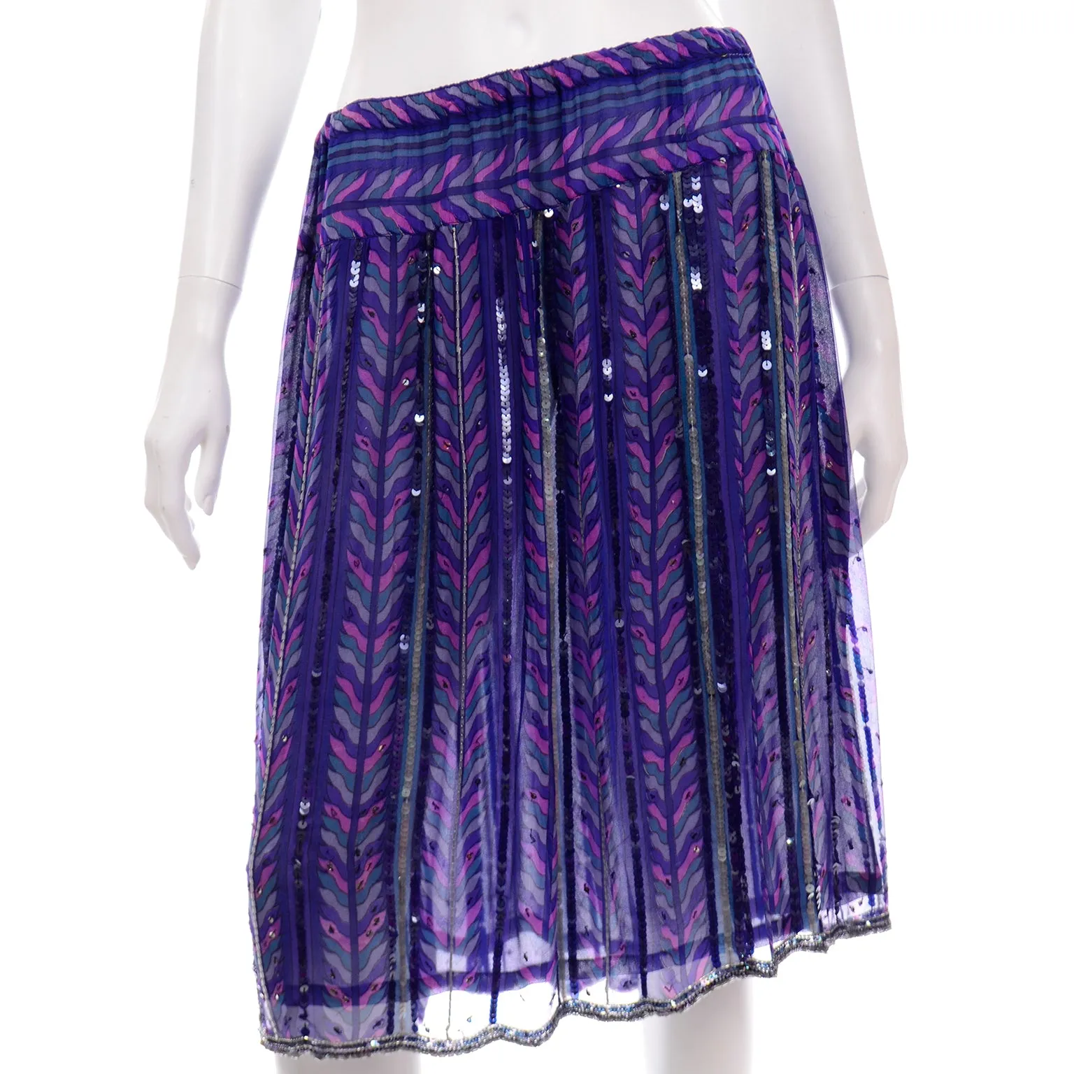 Vintage Judith Ann Creations Silk Beaded Sequin 2 pc Dress W Bird Motif