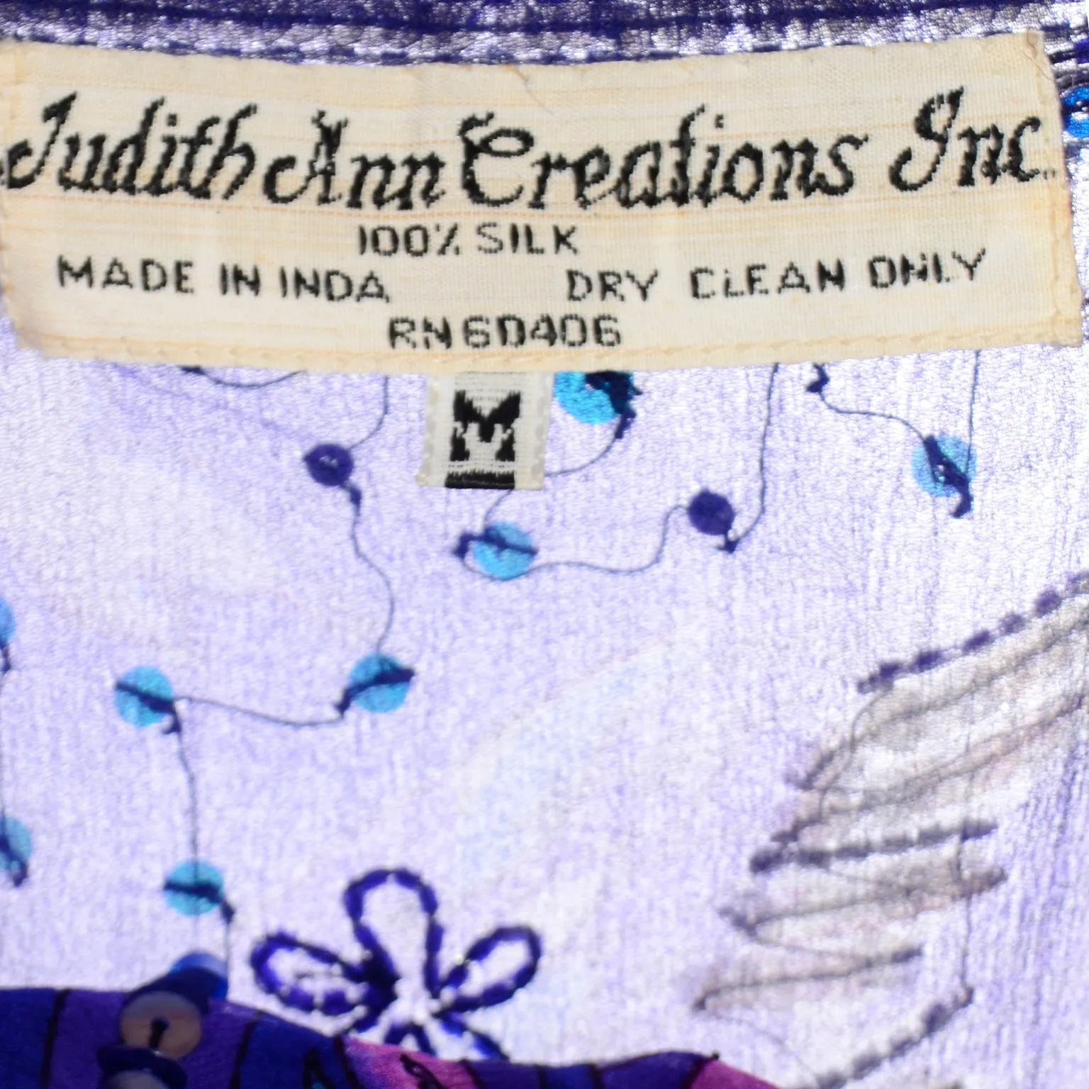 Vintage Judith Ann Creations Silk Beaded Sequin 2 pc Dress W Bird Motif