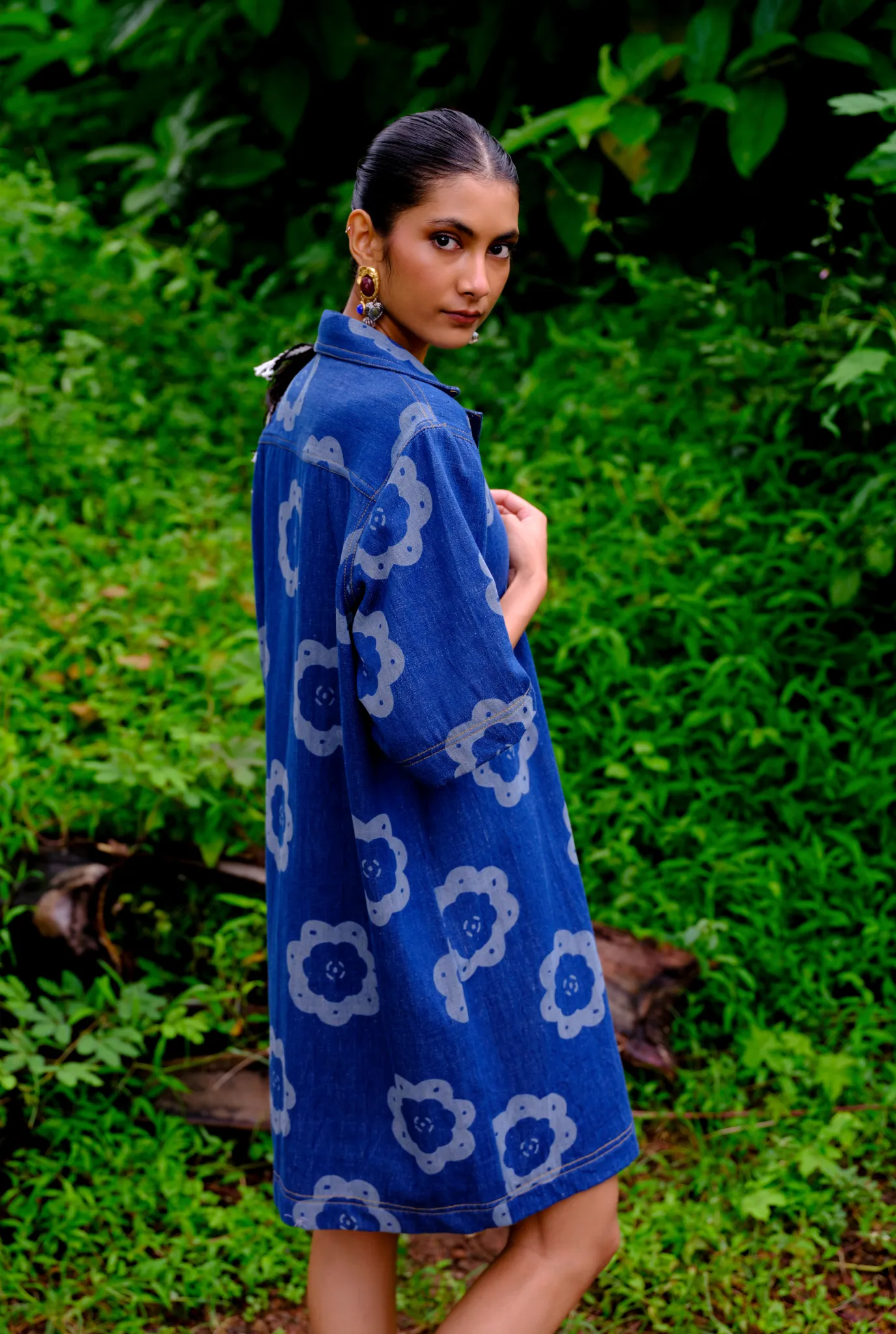 Viola Handwoven Denim Shift Dress